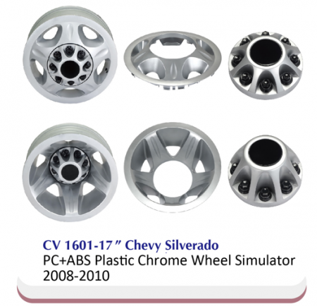 17" 貨卡輪圈蓋 - 17" Chevy Silverado PC+ABS Plastic Chrome Wheel Simulator 2008-2010